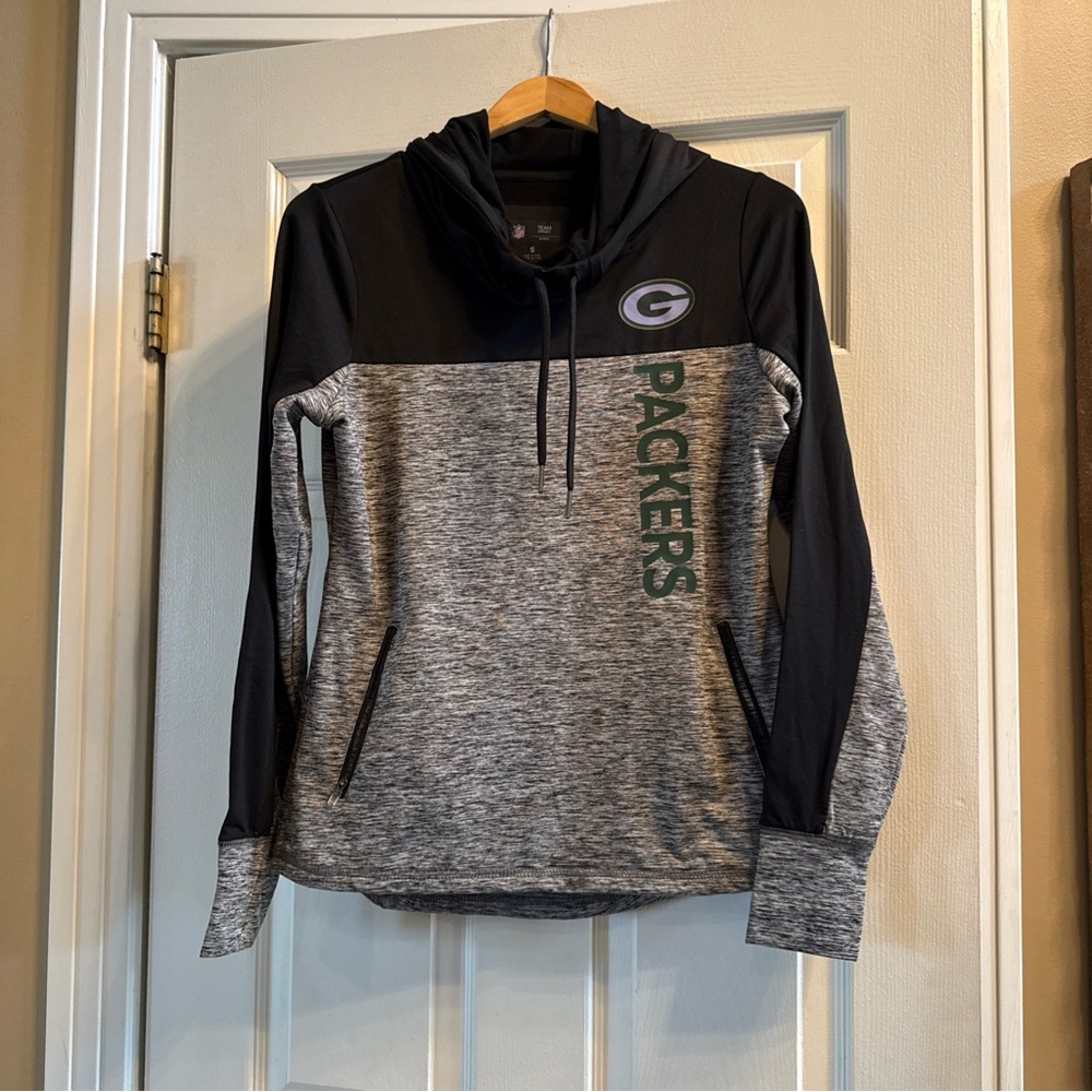 NFL Packers Men's Black and Gray Hoodie